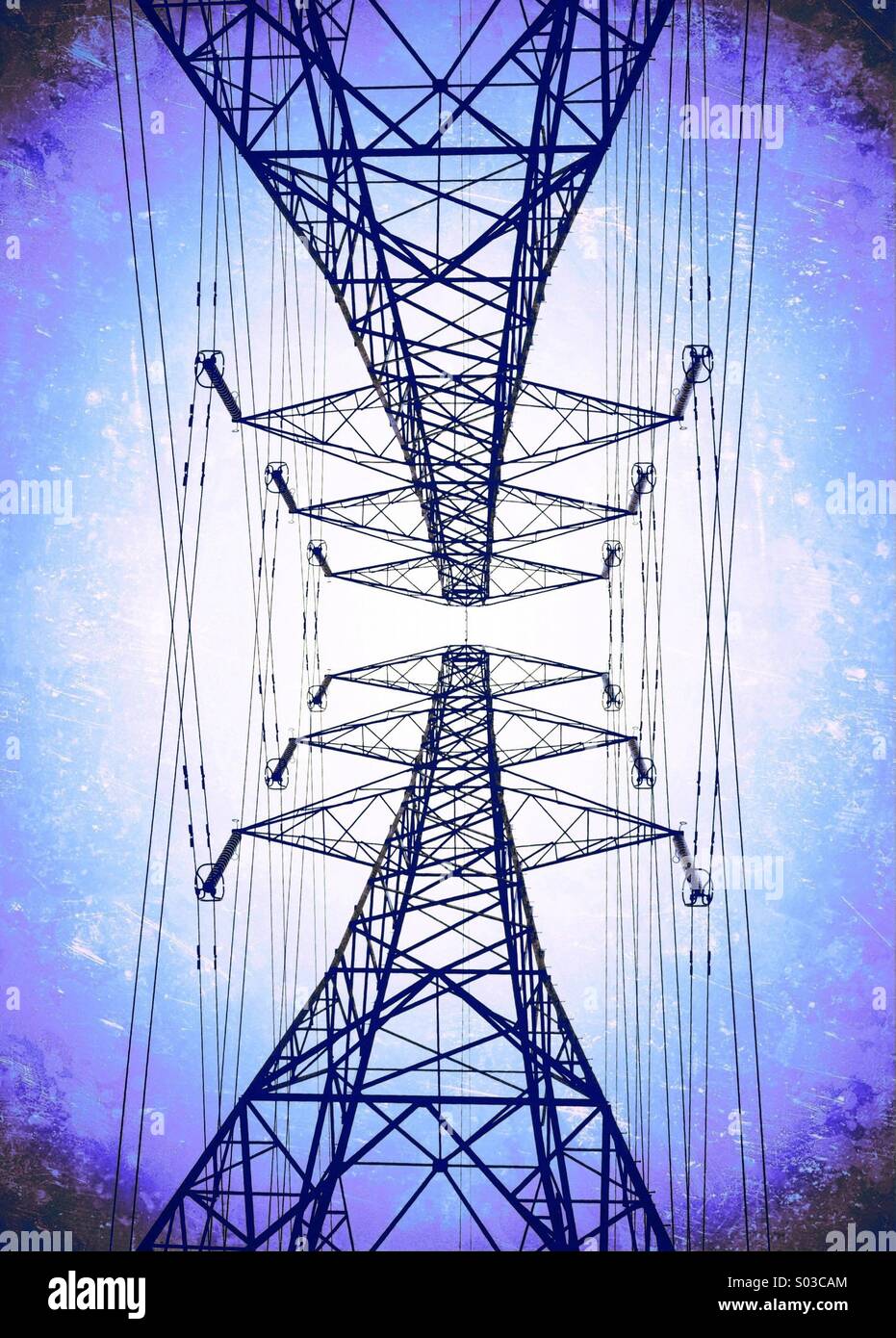 Pair of electricity pylons - Smartphone Captured Stock Image