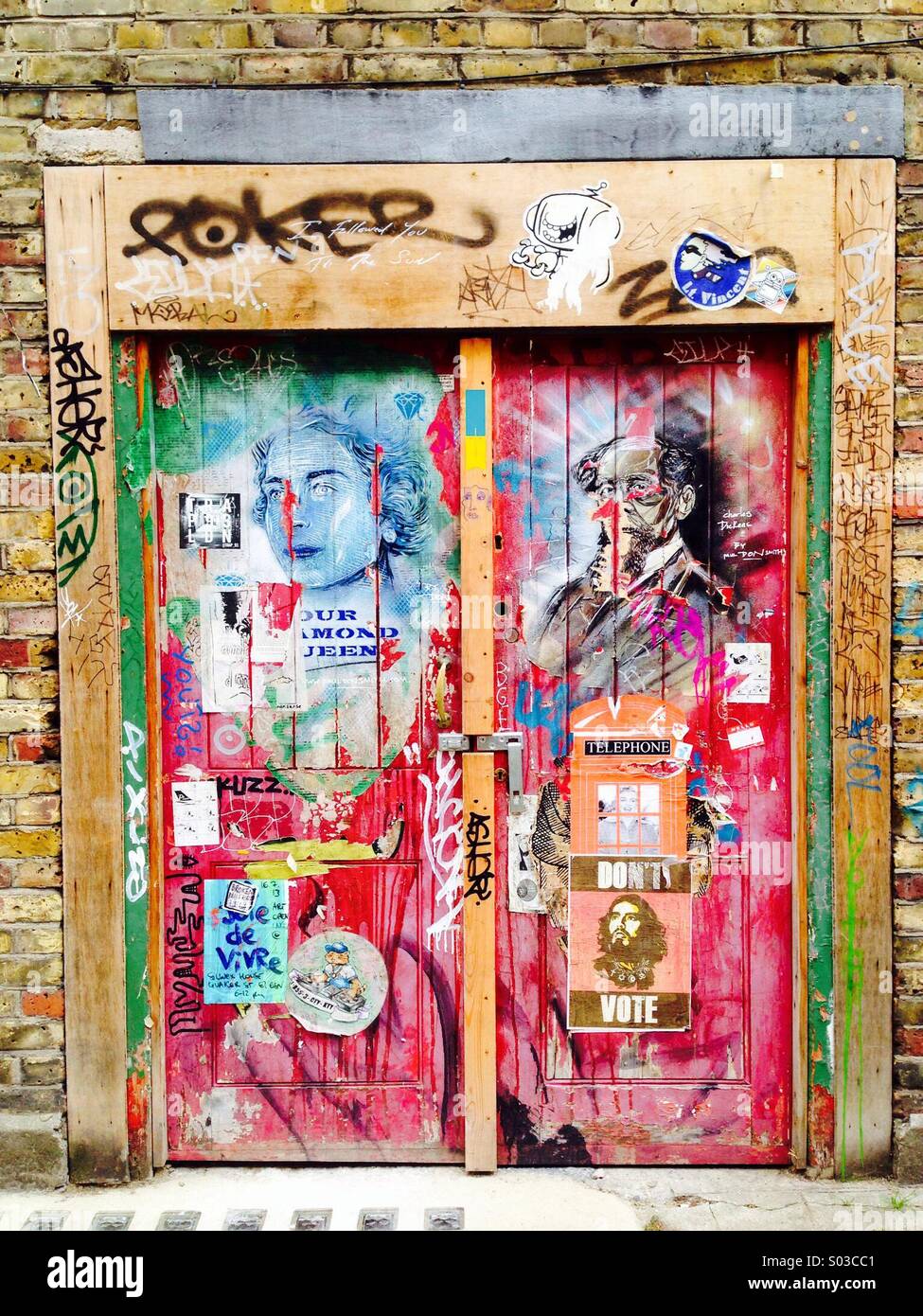London Street Art Doorway Stock Photo