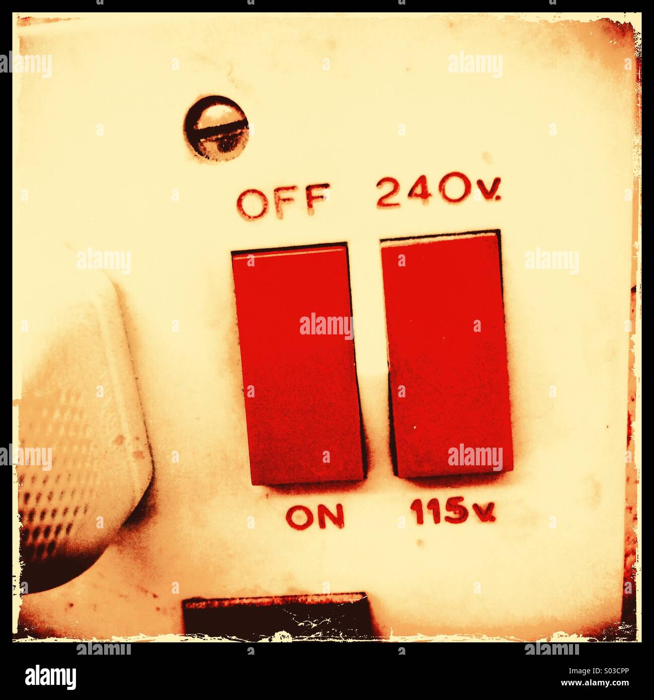 1970's shaving point in bathroom - Smartphone Captured Stock Image