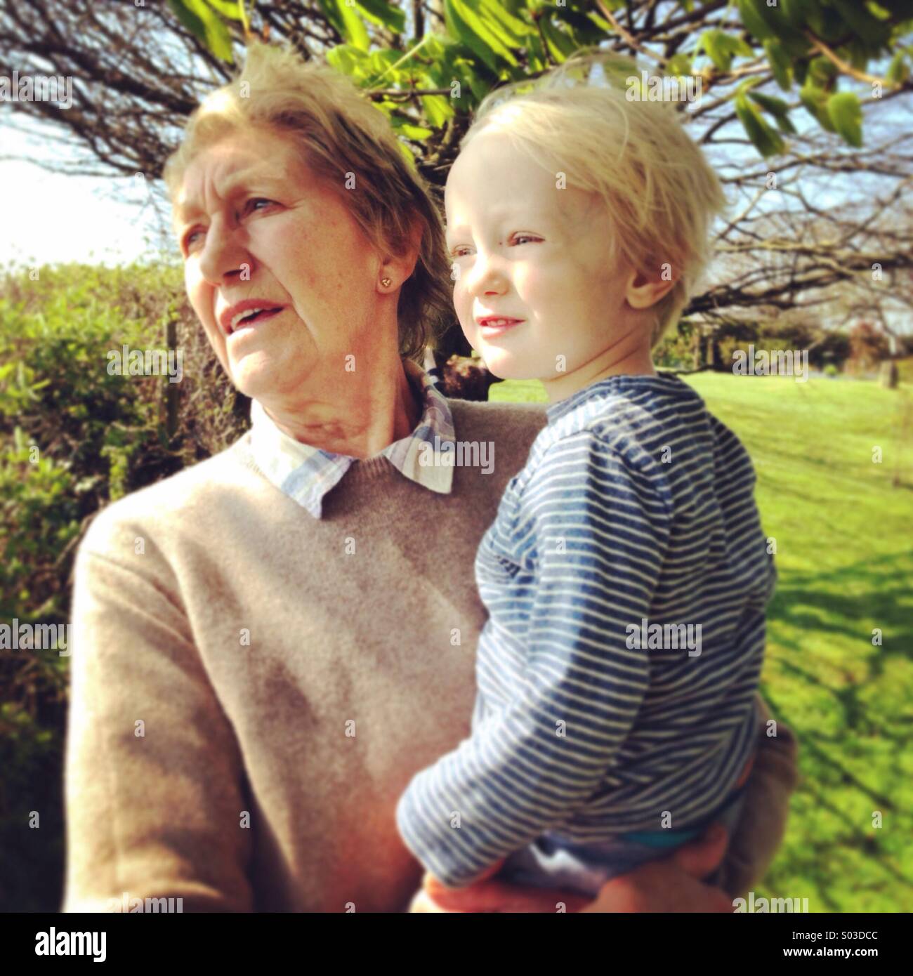 Nana and grandson Stock Photo