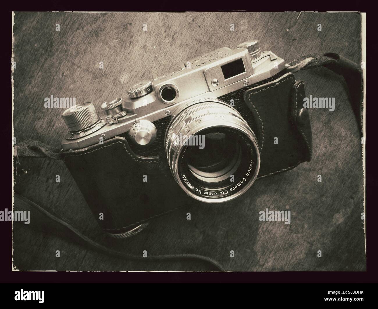 Old vintage rangefinder film camera - Smartphone Captured Stock Image