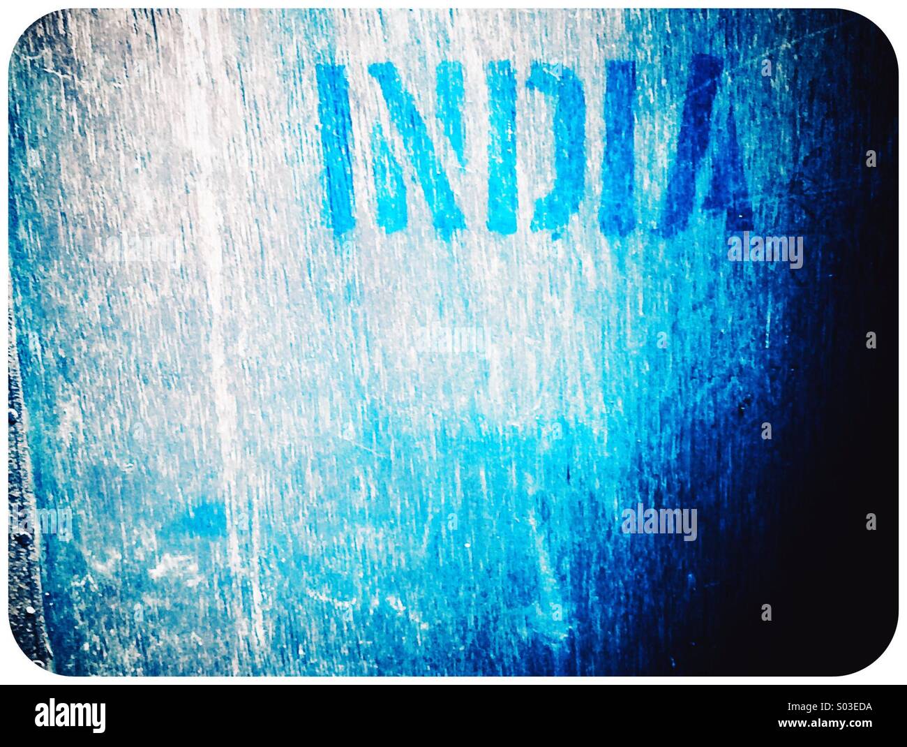 India written on side of a tea chest - Smartphone Captured Stock Image