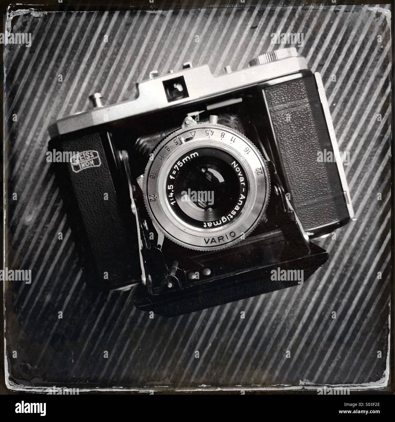 Old vintage Zeiss folding film camera - Smartphone Captured Stock Image