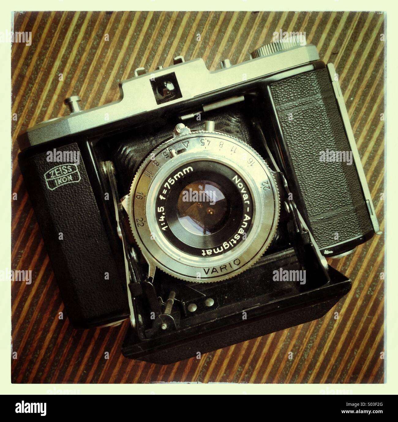 Old vintage Zeiss bellows film camera - Smartphone Captured Stock Image
