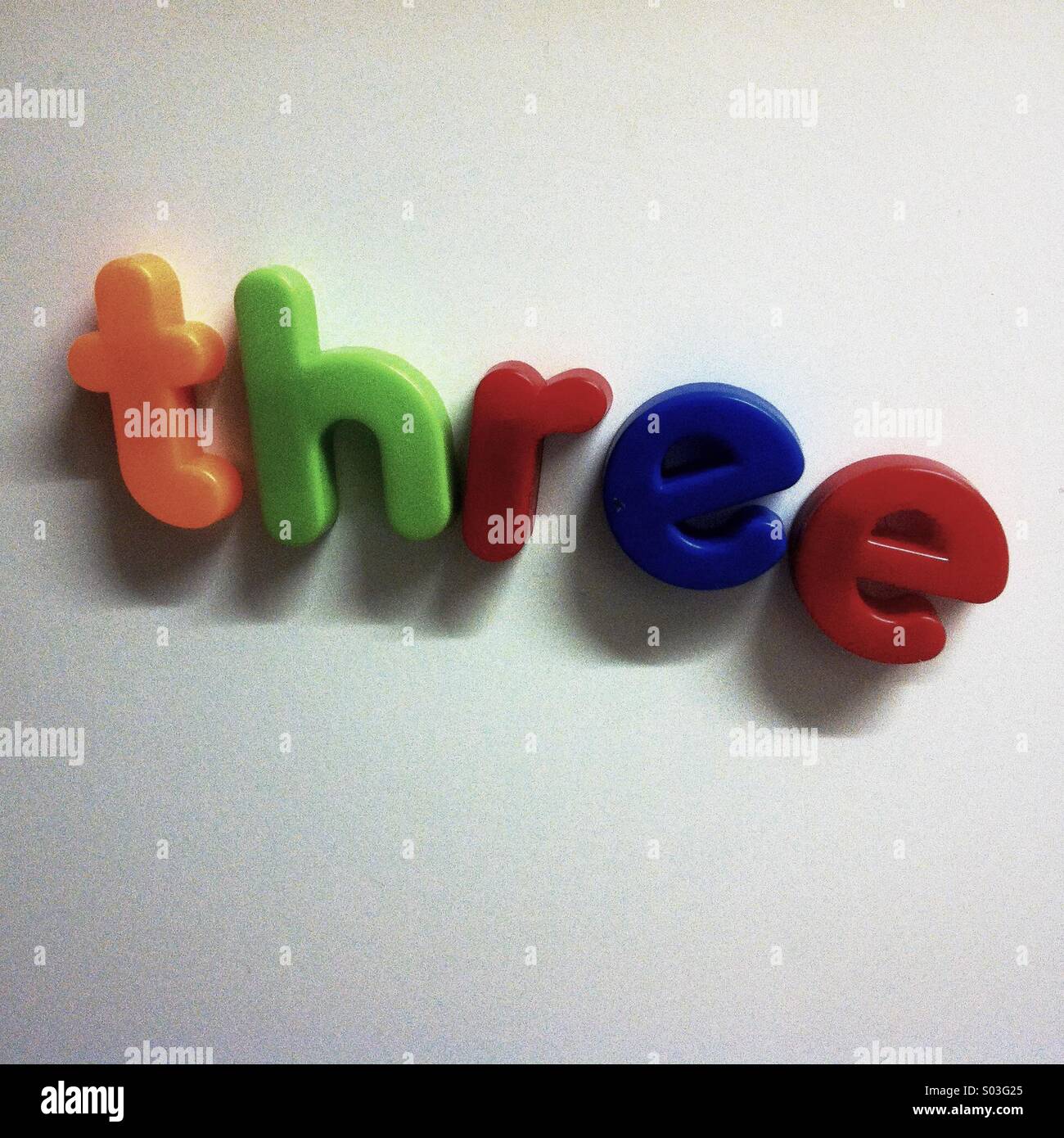 The word three in letters - Smartphone Captured Stock Image