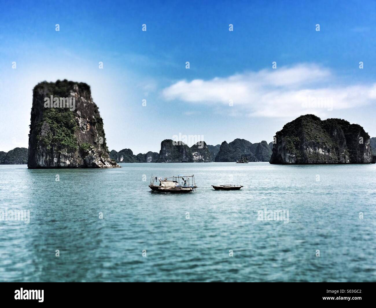 Rock formations in Ha Long Bay. Vietnam - Smartphone Captured Stock Image