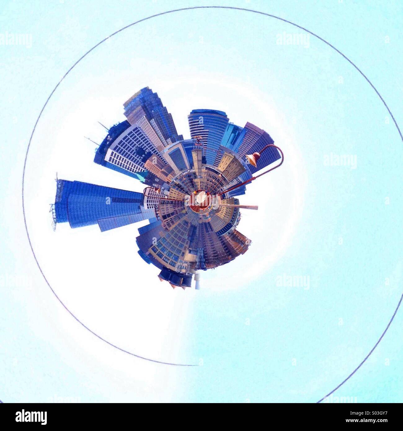 Tiny world view of Minneapolis MN skyline Stock Photo