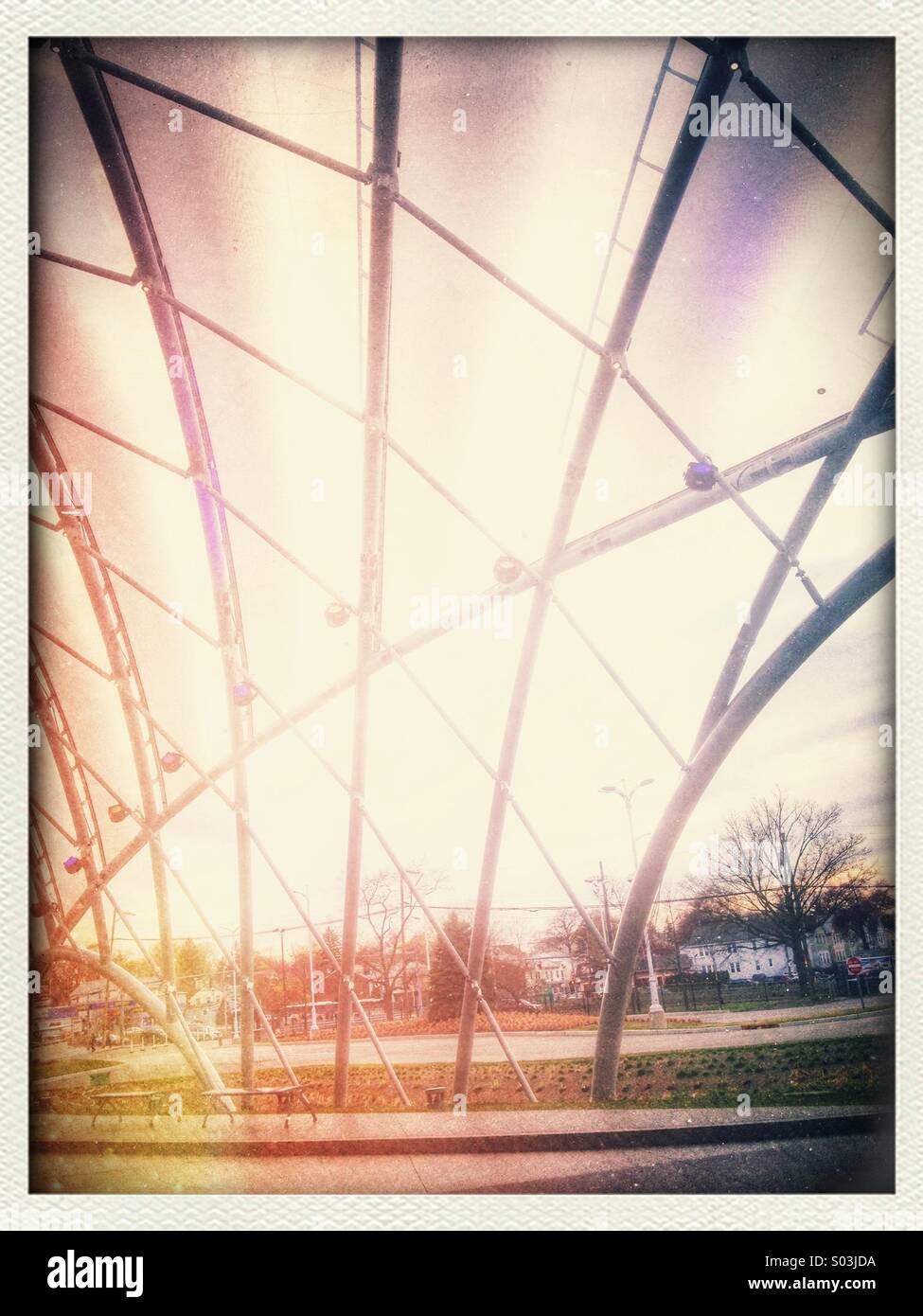 Modern arched entranceway with vintage photo styling - Smartphone Captured Stock Image