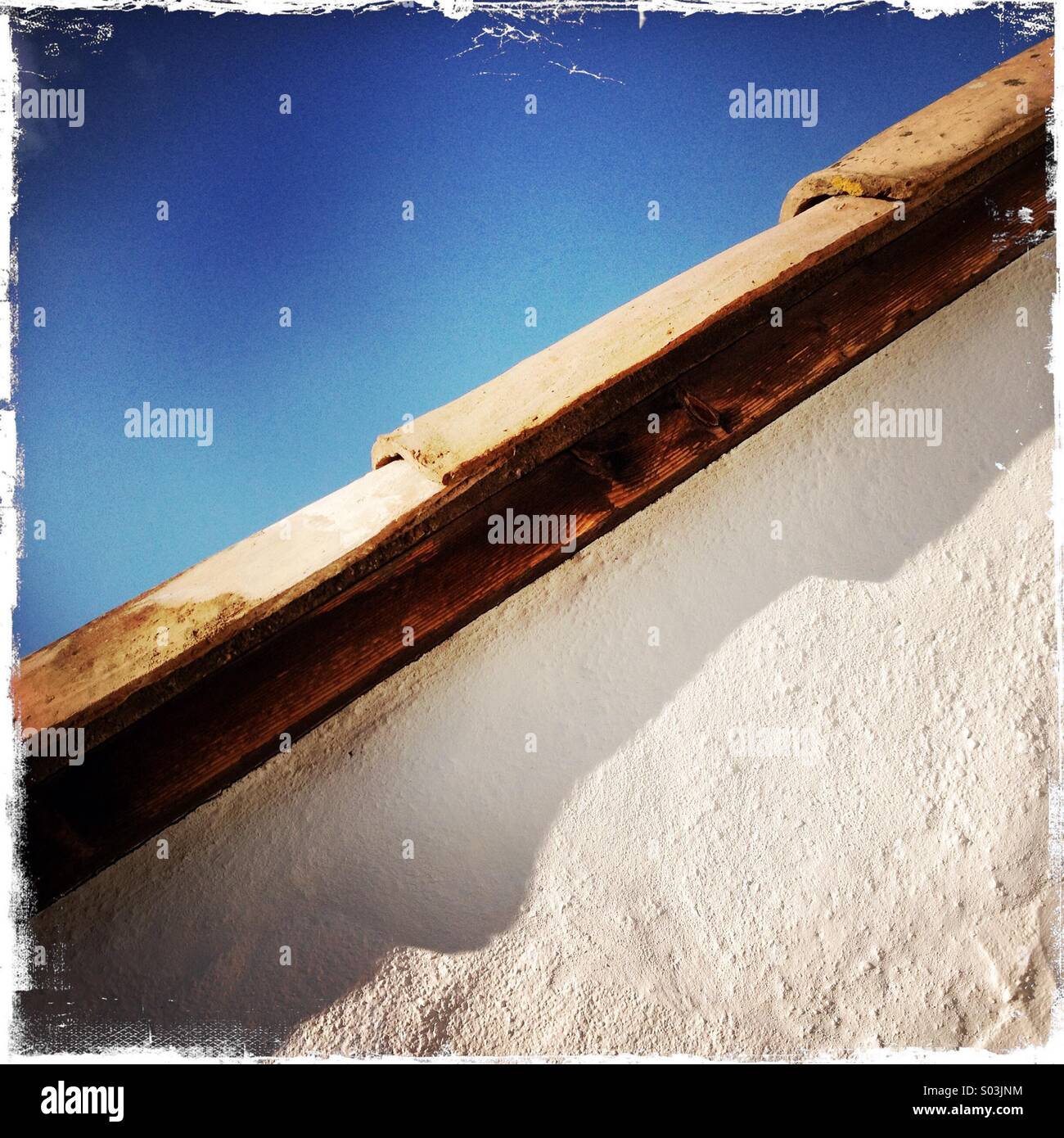 Tiled roof on villa in France. - Smartphone Captured Stock Image
