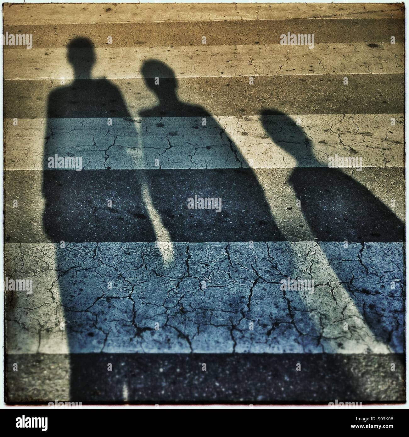 Pedestrian crossing on a crosswalk in Barcelona, Catalonia, Spain - Smartphone Captured Stock Image