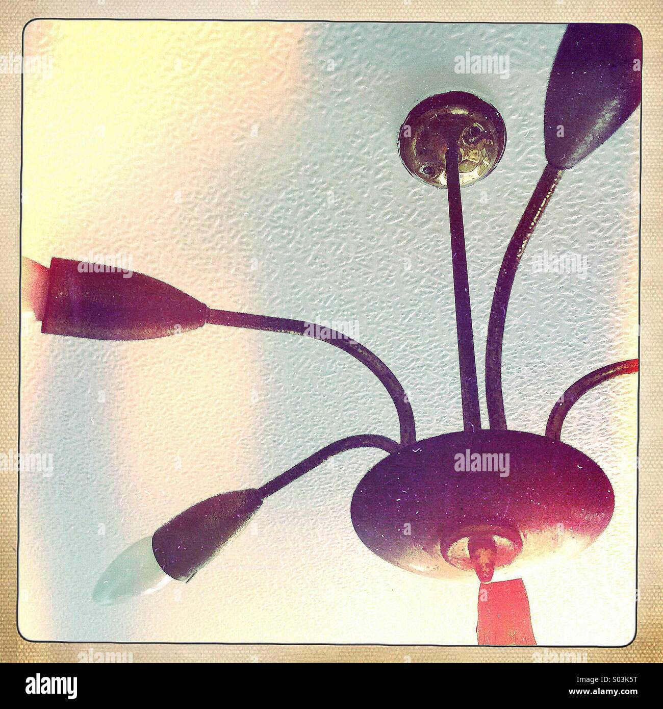 1960's retro ceiling light fitting - Smartphone Captured Stock Image