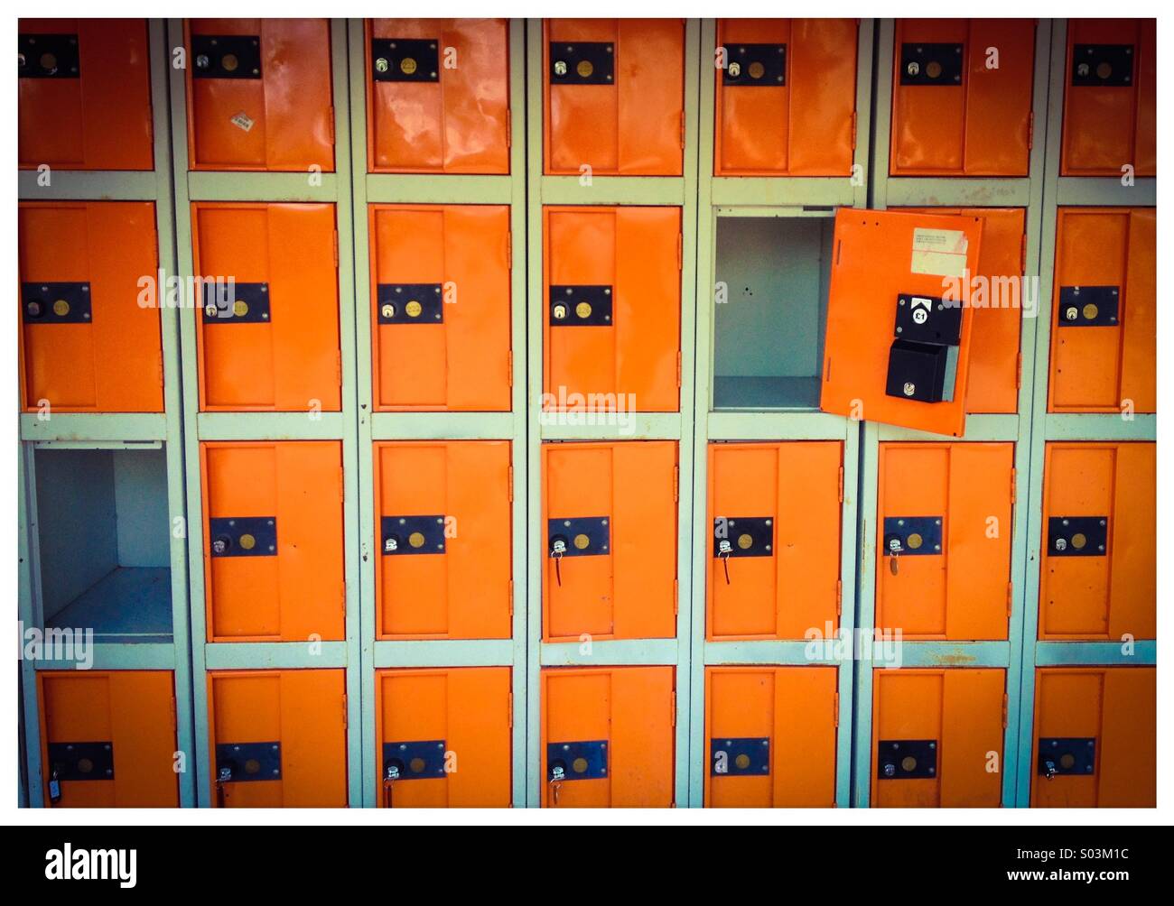 Orange lockers Stock Photo: 309868200 - Alamy