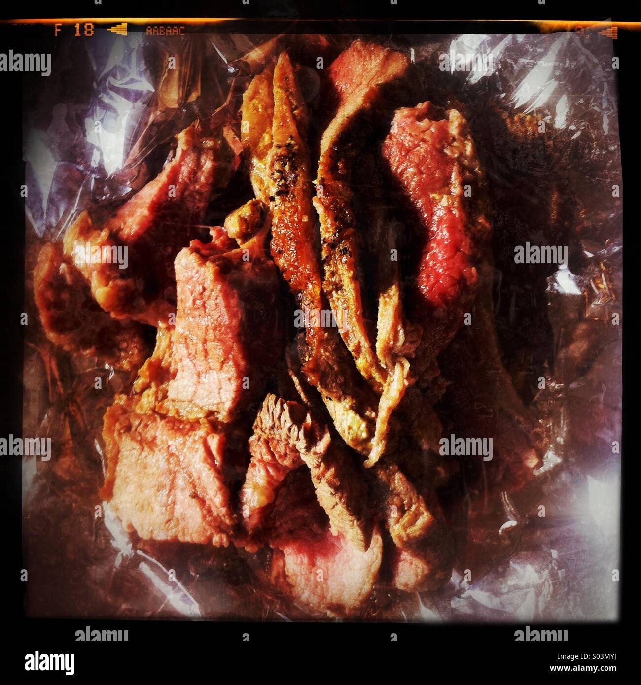 Sliced roast beef - Smartphone Captured Stock Image