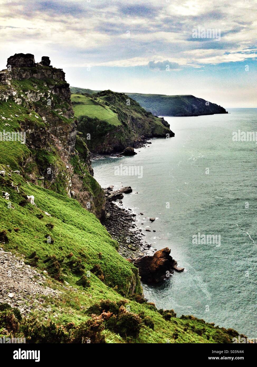 High cliffs of Devon Stock Photo Alamy