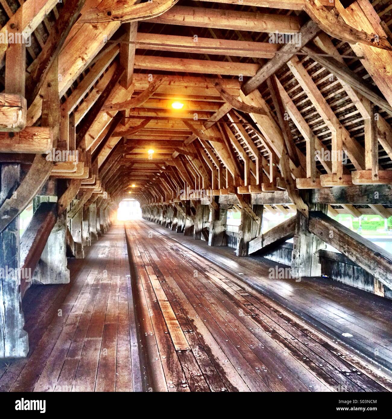 Medieval wooden bridge Stock Photo Alamy