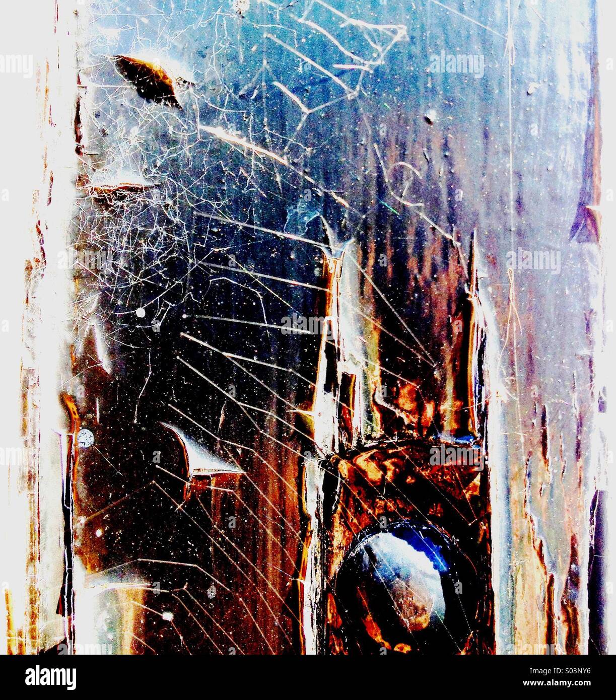 Peeling Paint with Cobweb - Smartphone Captured Stock Image