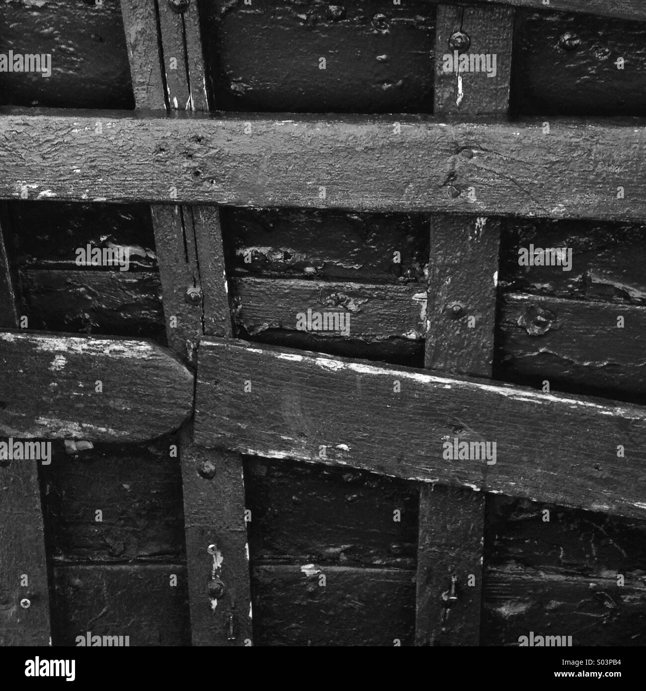 Wooden structure of interior of boat - Smartphone Captured Stock Image