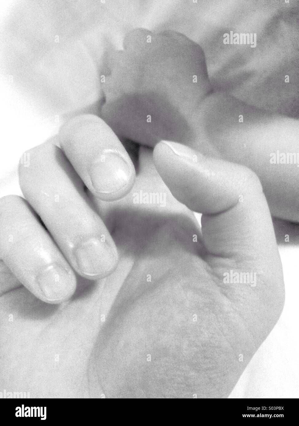 Baby holding her father' hand Stock Photo - Alamy