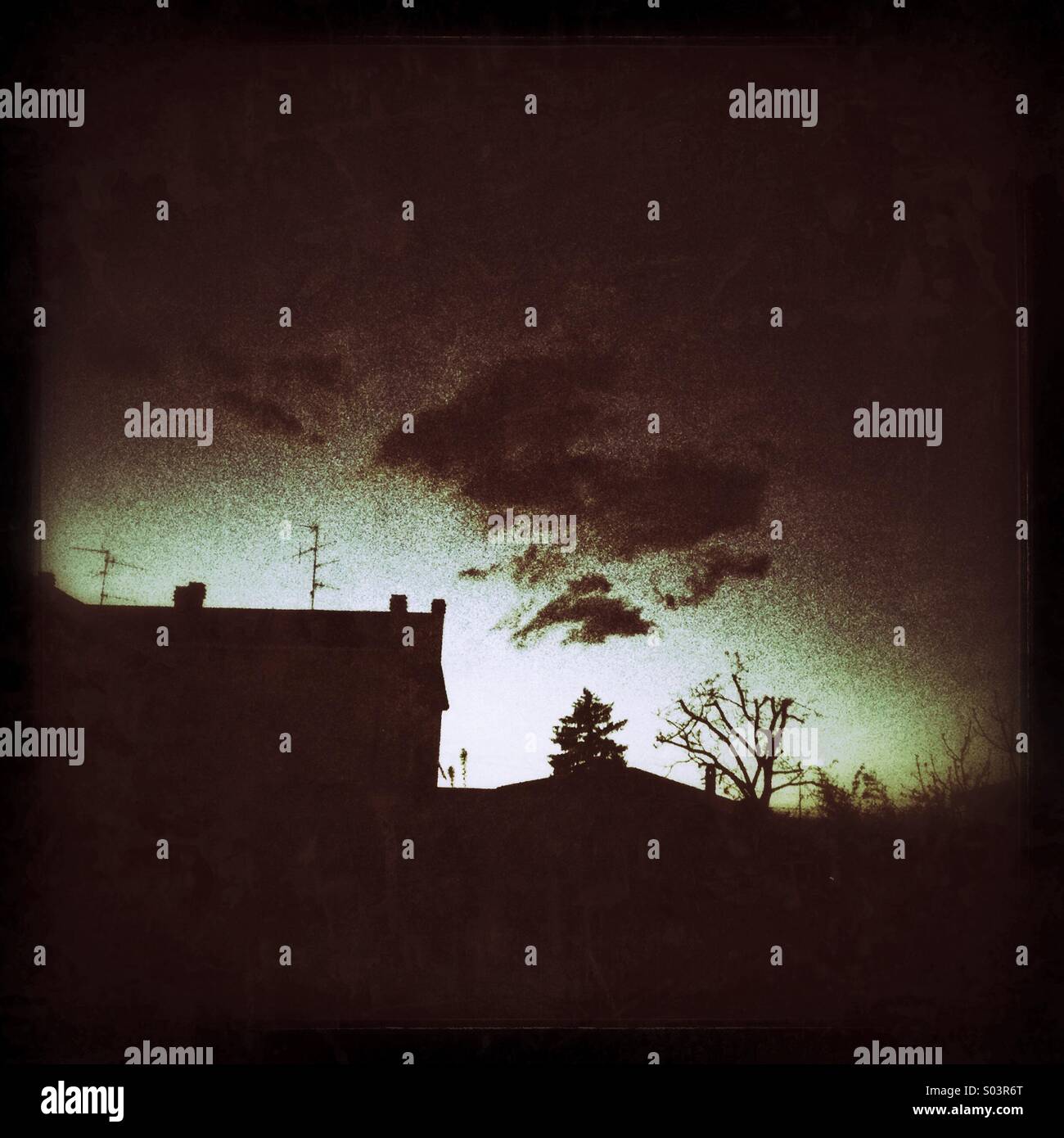 Sunset over suburbs - Smartphone Captured Stock Image