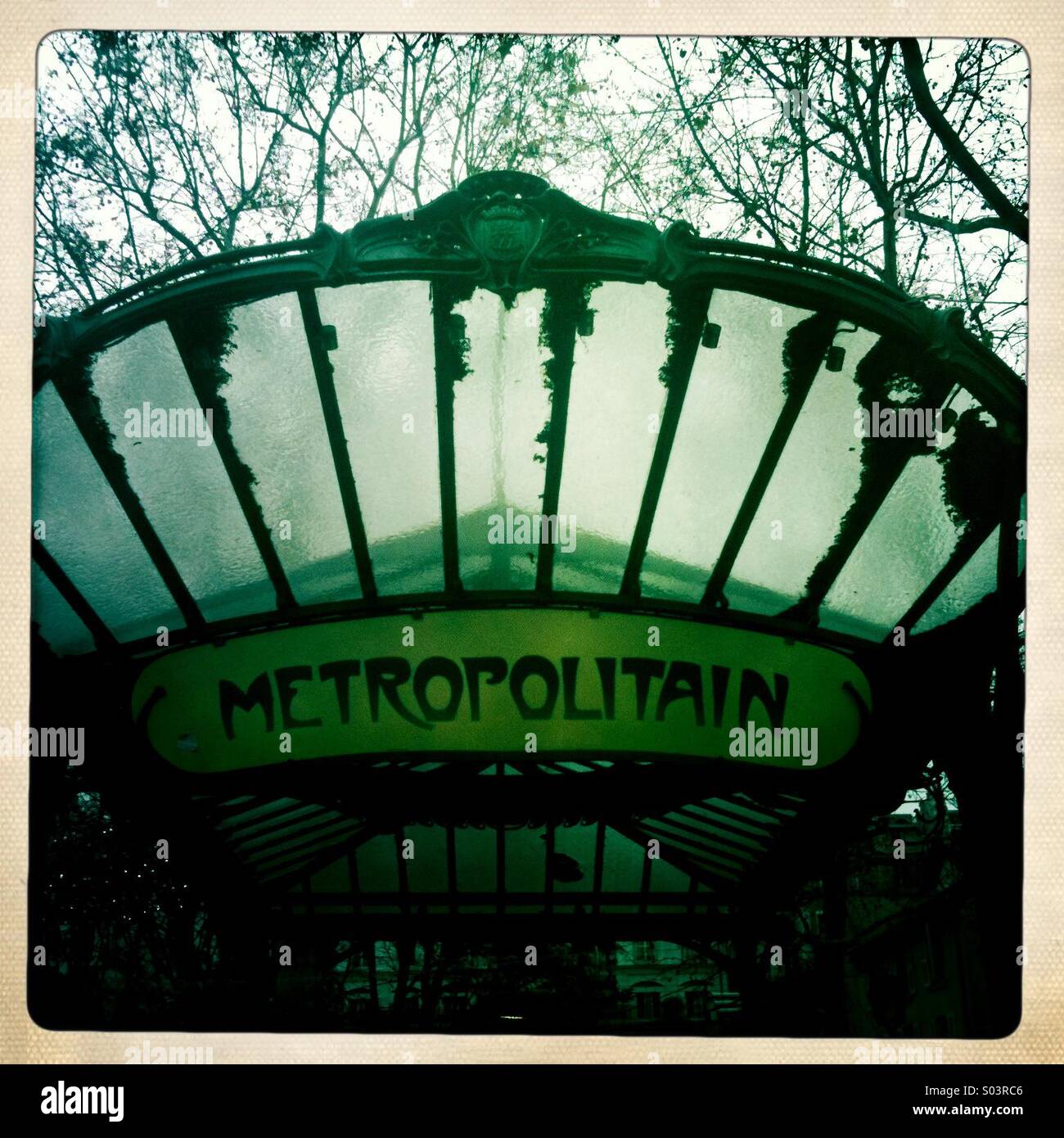 Art nouveau entrance to the Paris metro - Smartphone Captured Stock Image