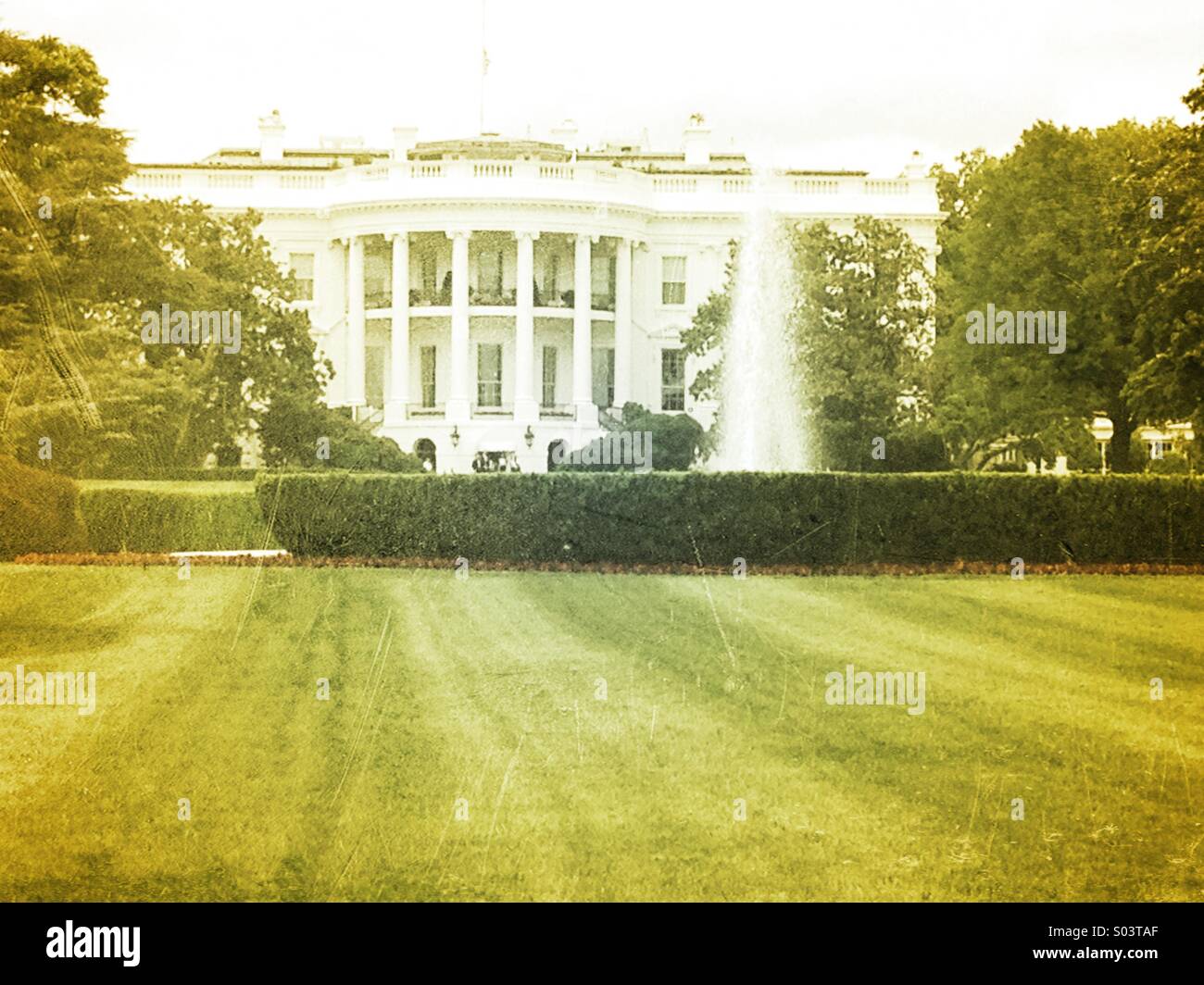 Archival-themed image of The White House in Washington, D.C., USA. Stock Photo