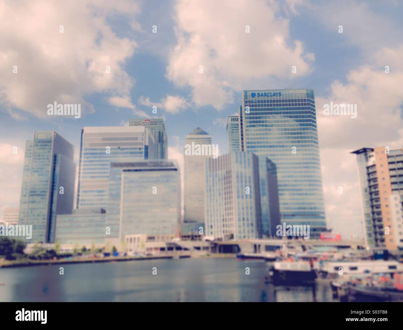 Financial centre of Canary Wharf London England - Smartphone Captured Stock Image