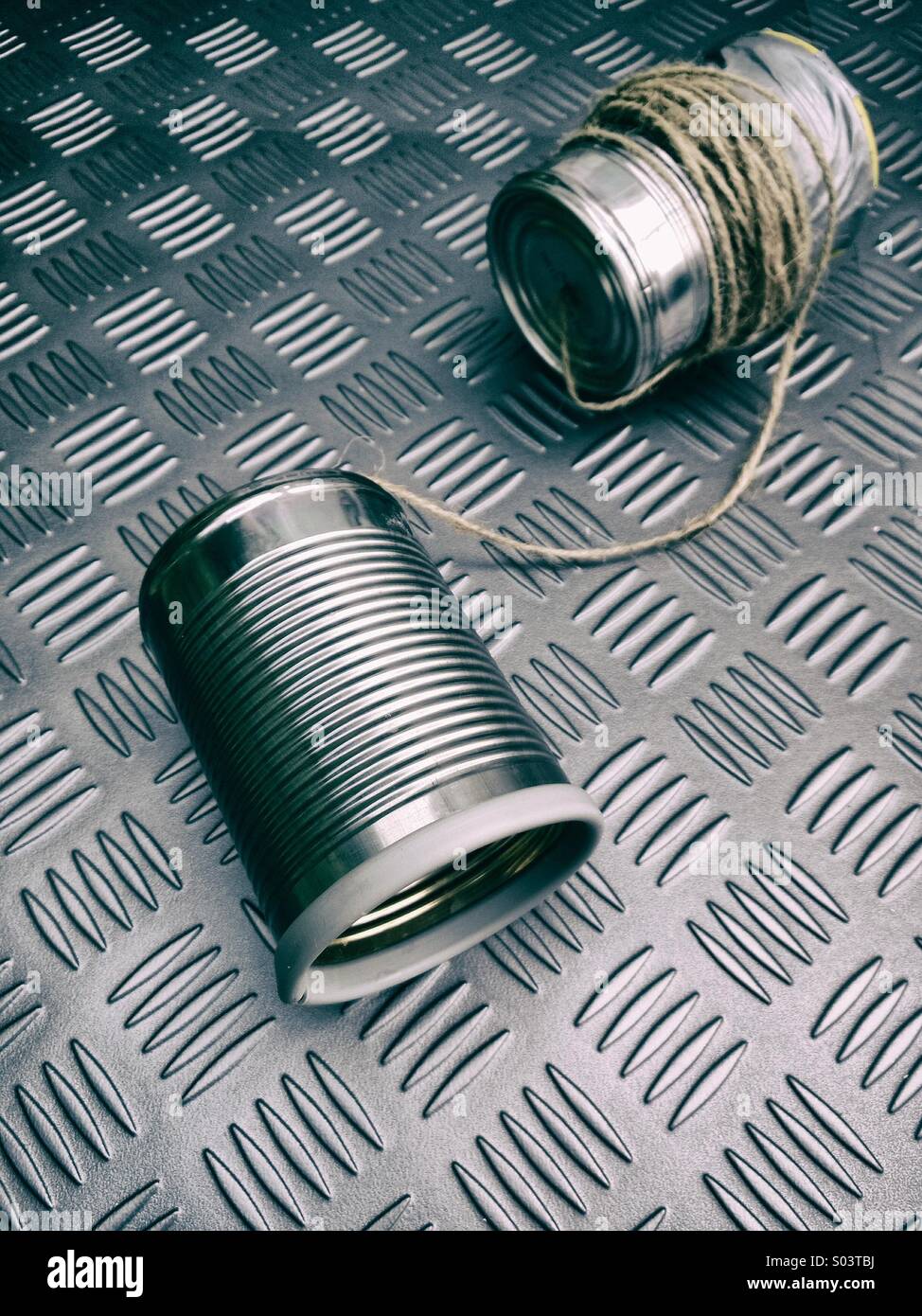 Toy tin can phones - Smartphone Captured Stock Image