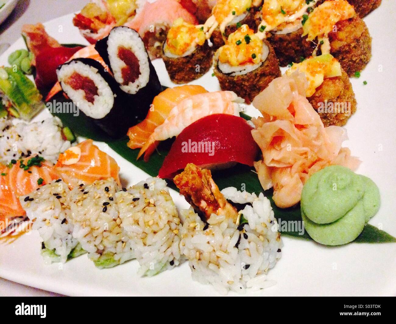 Plate of varied sushi - Smartphone Captured Stock Image
