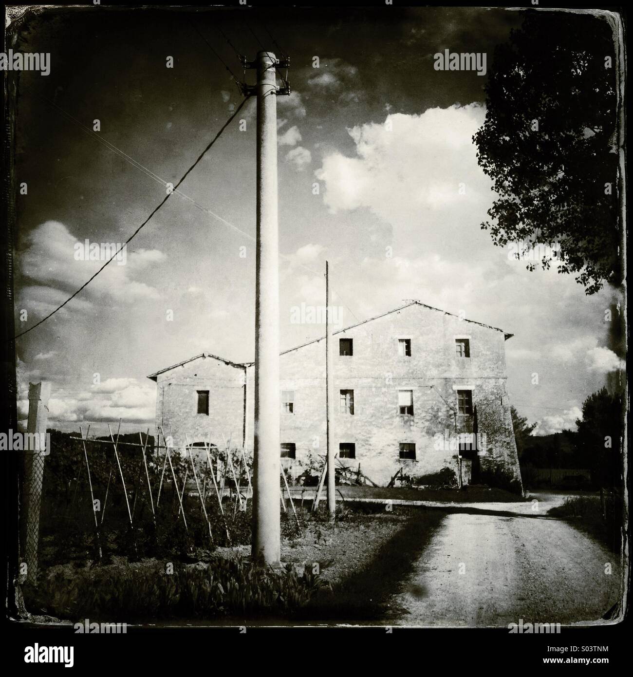Abandoned farmhouse in the Umbrian countryside near Perugia, Italy - Smartphone Captured Stock Image