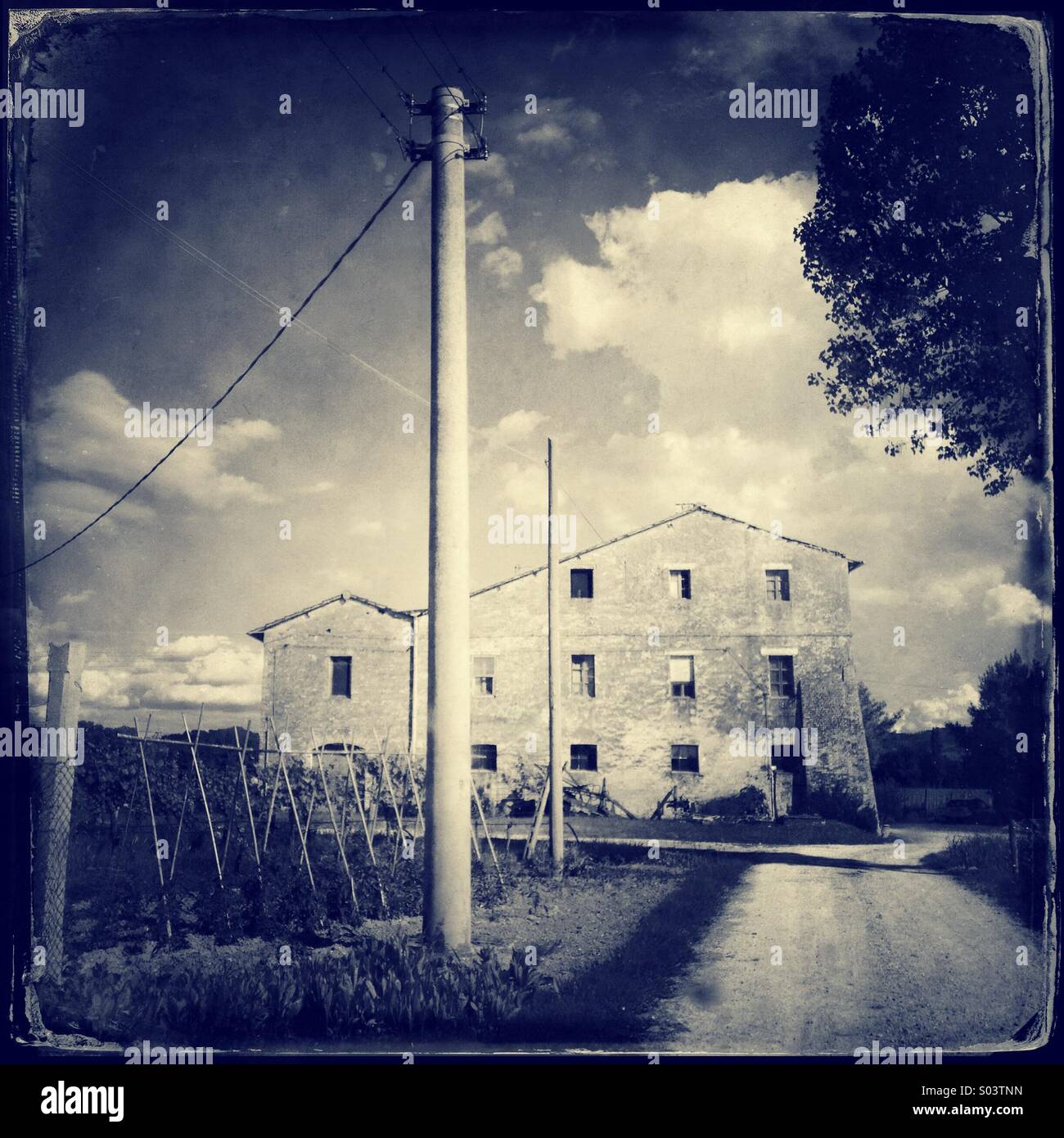 Abandoned farmhouse in the Umbrian countryside near Perugia, Italy - Smartphone Captured Stock Image