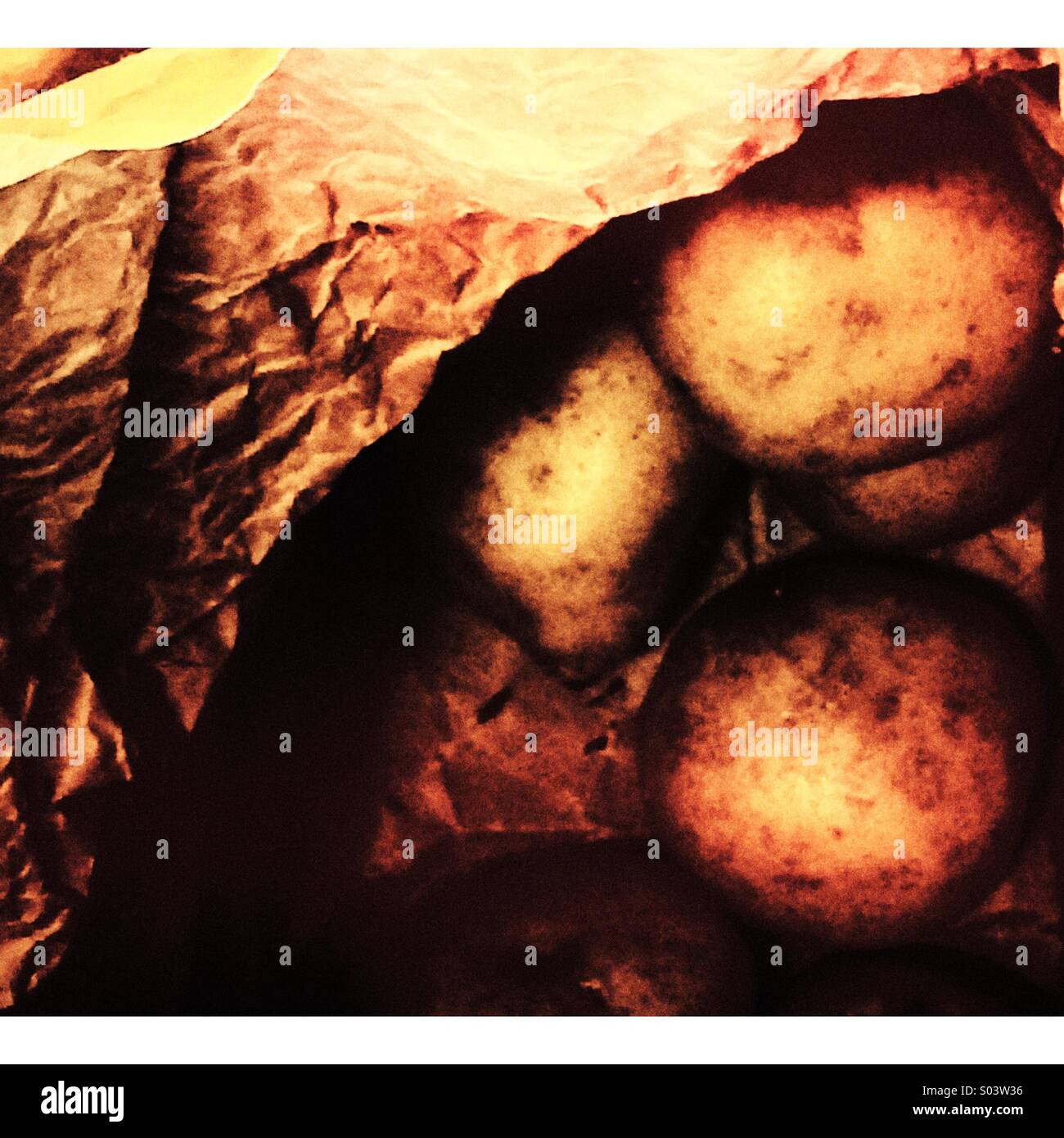 Potatoes in a brown paper bag - Smartphone Captured Stock Image