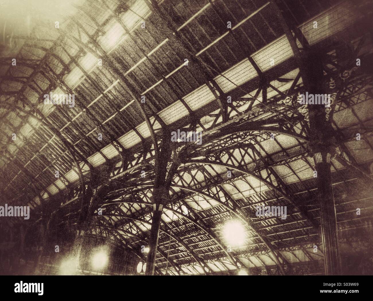Railway station roof, Brighton UK - Smartphone Captured Stock Image