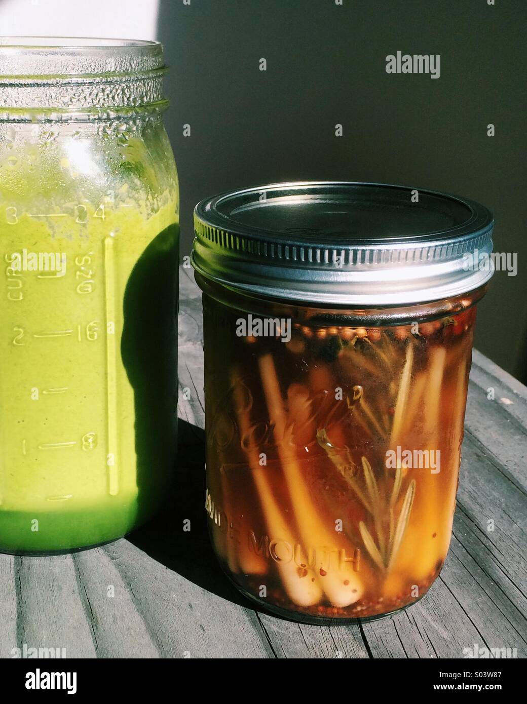 Jars of homemade pickled ramps and ramp dressing Stock Photo Alamy