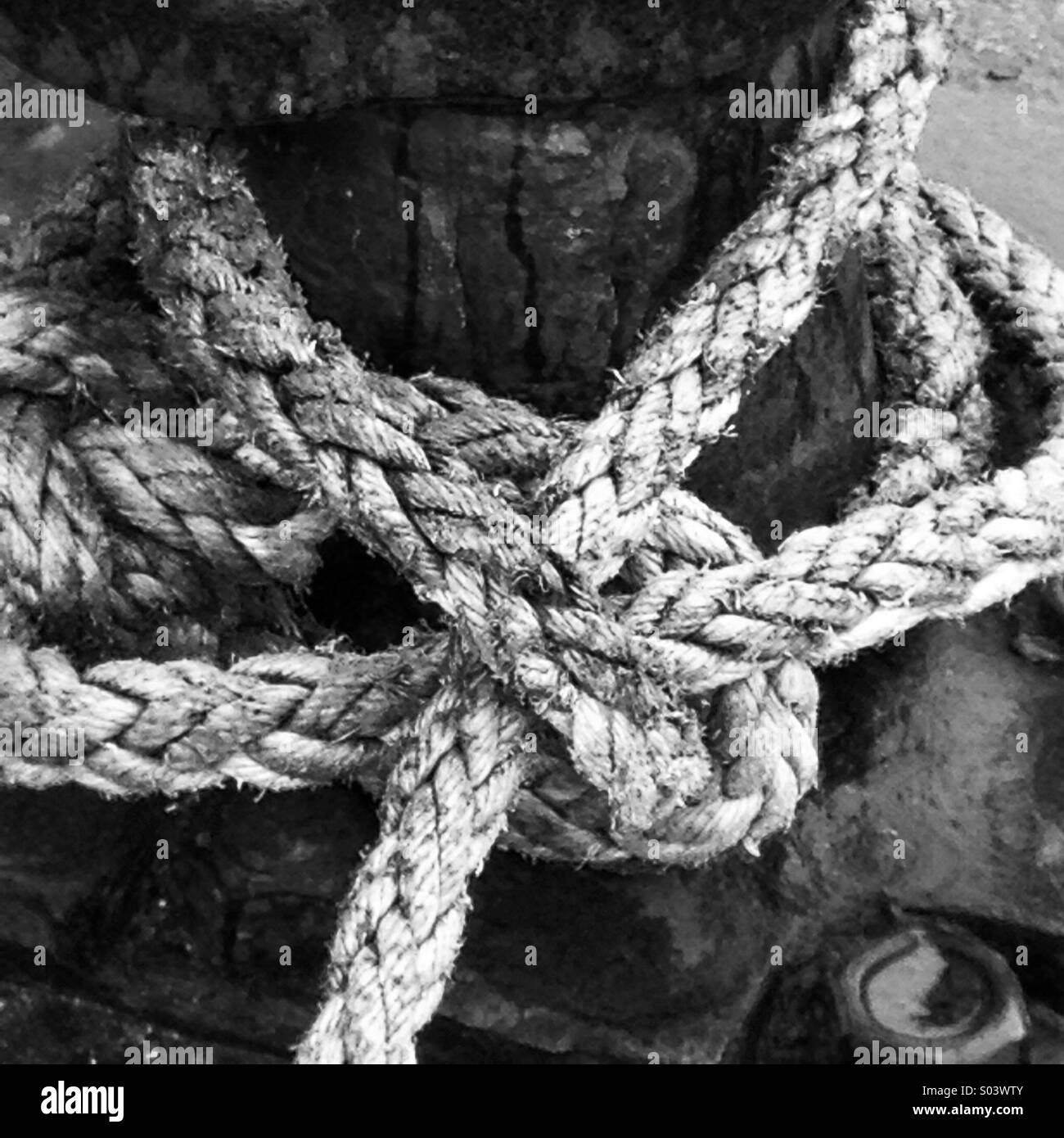 Mooring rope lines Stock Photo