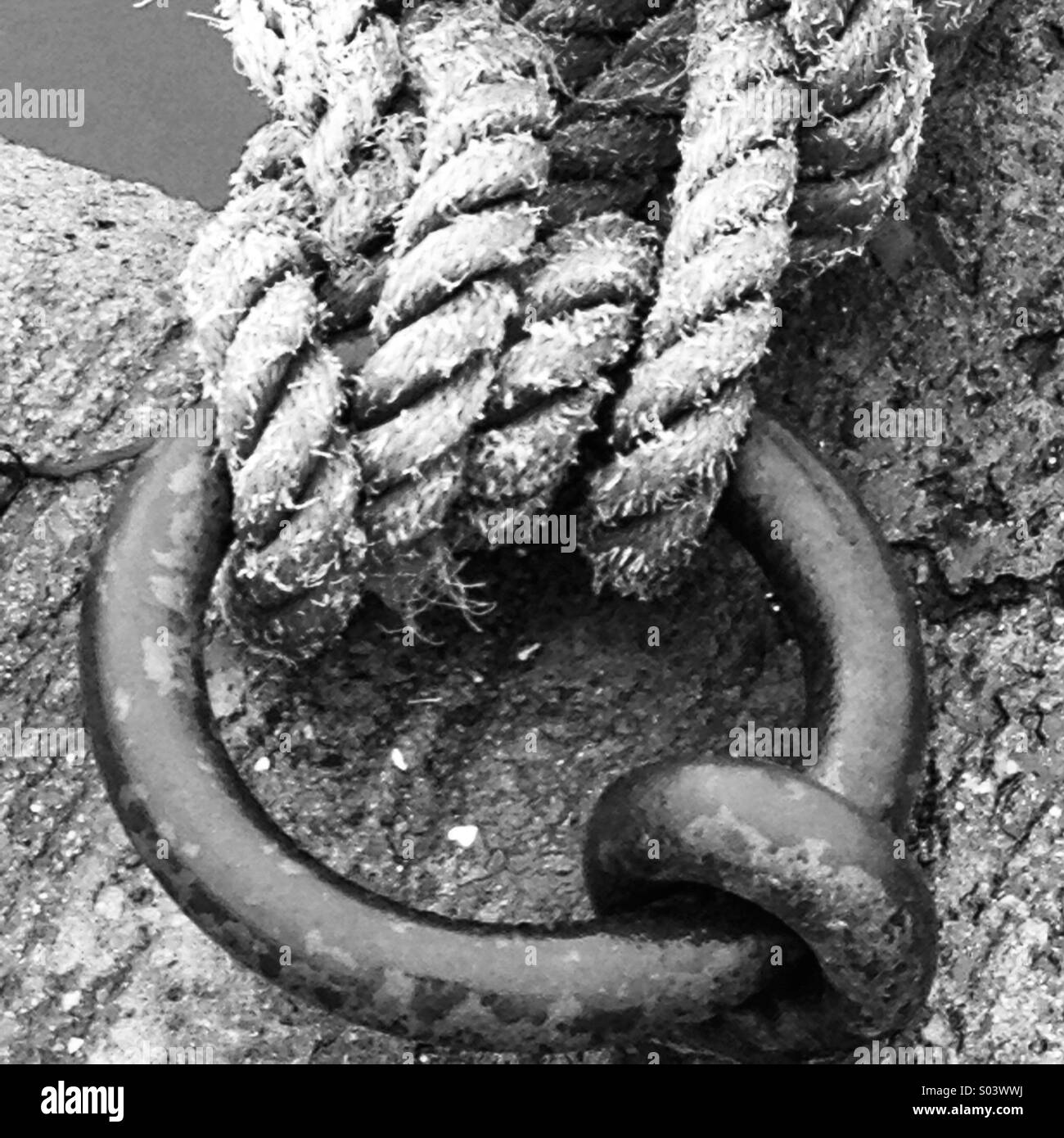 Rope line and metal ring - Smartphone Captured Stock Image