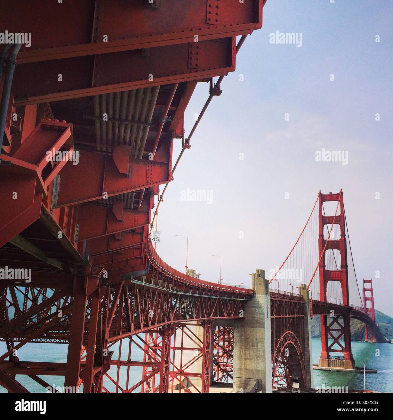 South side of Golden Gate Bridge. Stock Photo
