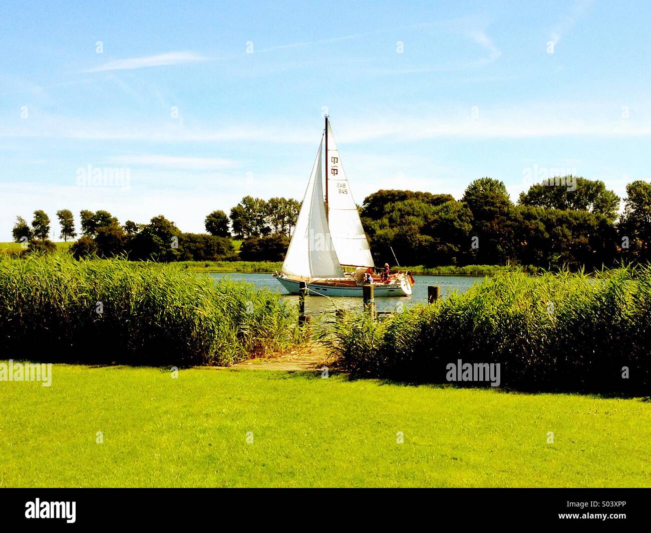 Sailing boot at loch Schlei Stock Photo