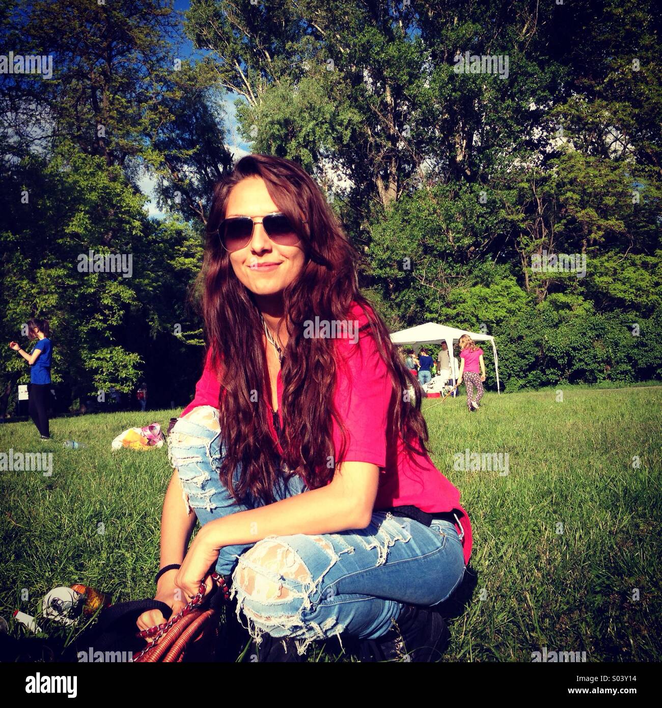 Smiling woman - Smartphone Captured Stock Image