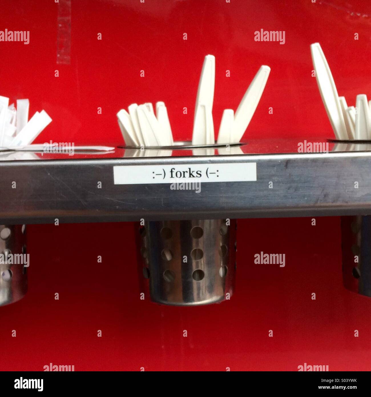 restaurant plastic utensil holders Stock Photo Alamy