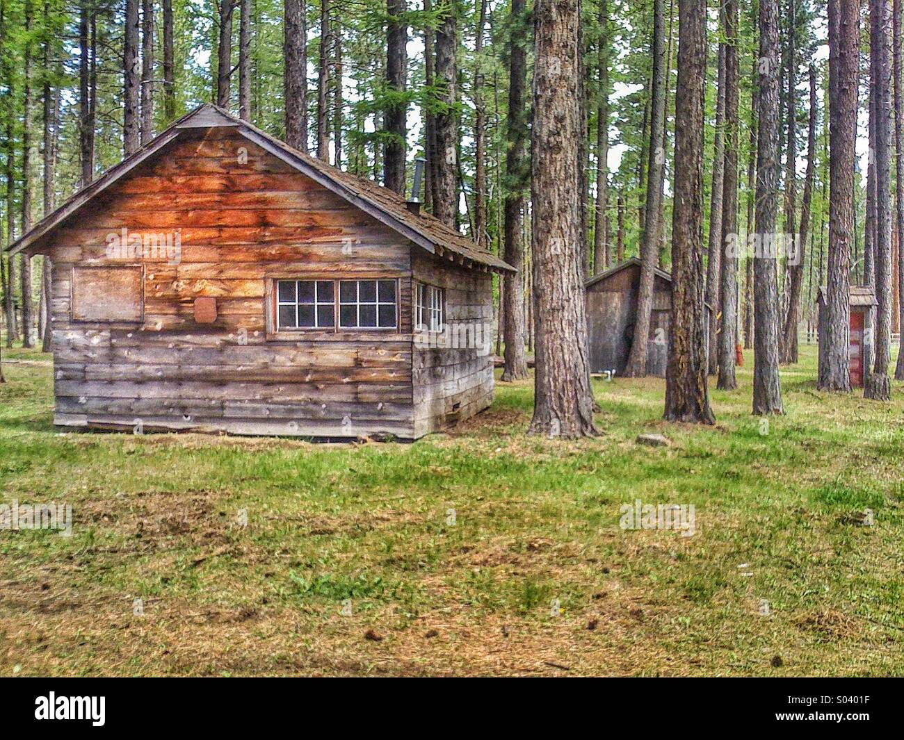 Old cabin the the woods Stock Photo