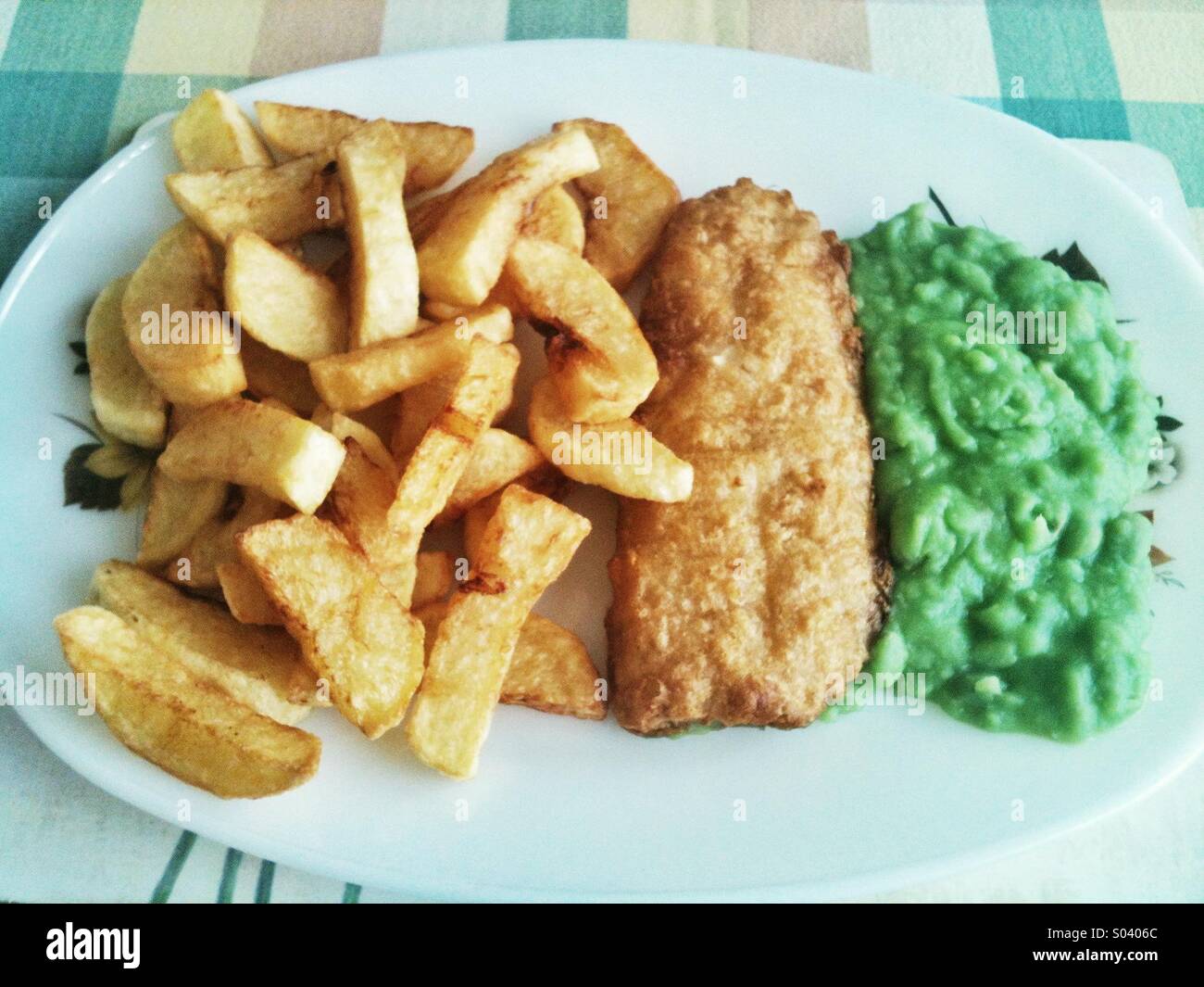 Fish, chips and peas - Smartphone Captured Stock Image