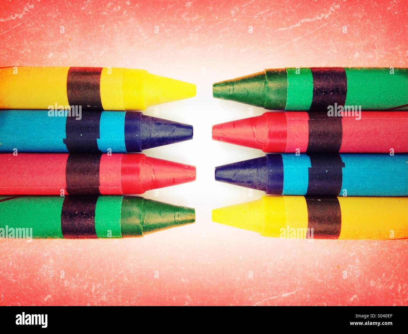 Yellow And Pink Crayons Stock Photo - Download Image Now - 2015