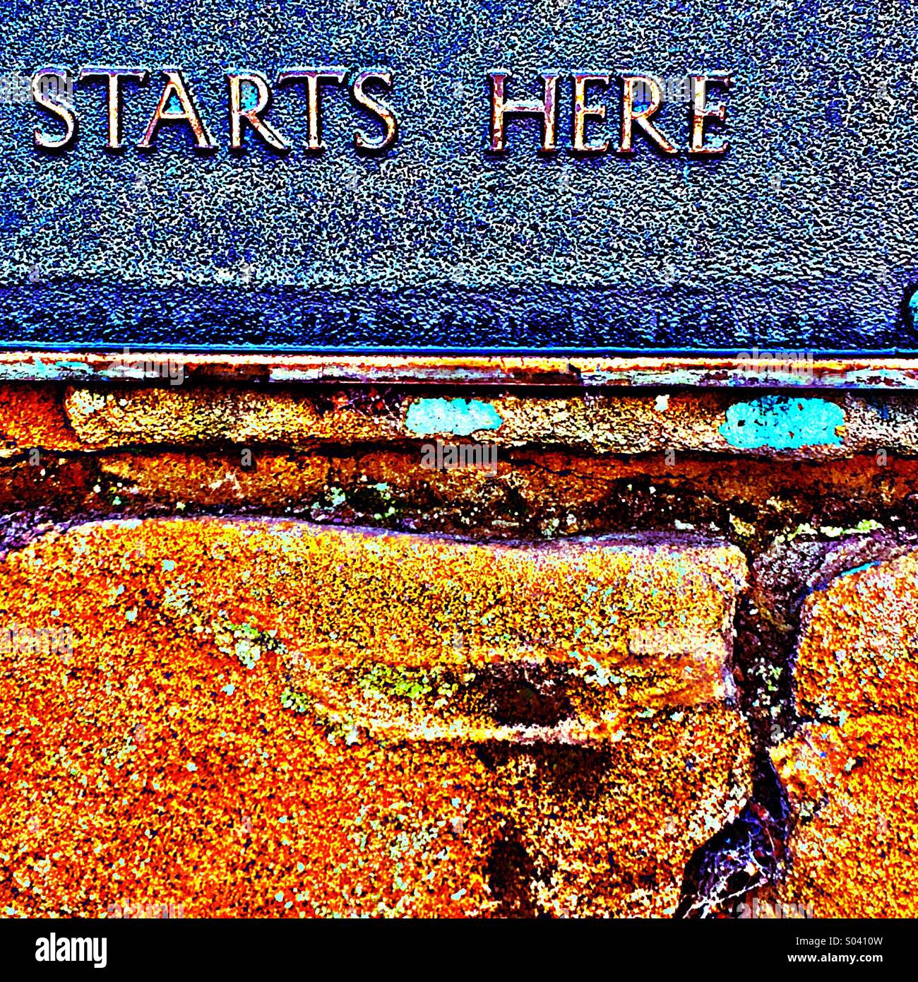 Starts here - Smartphone Captured Stock Image