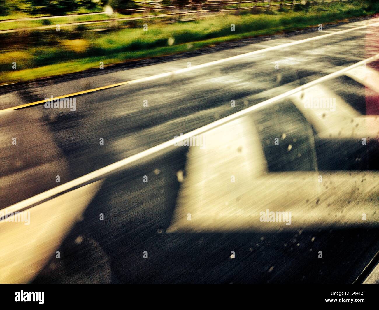 From the coach on motorway - Smartphone Captured Stock Image