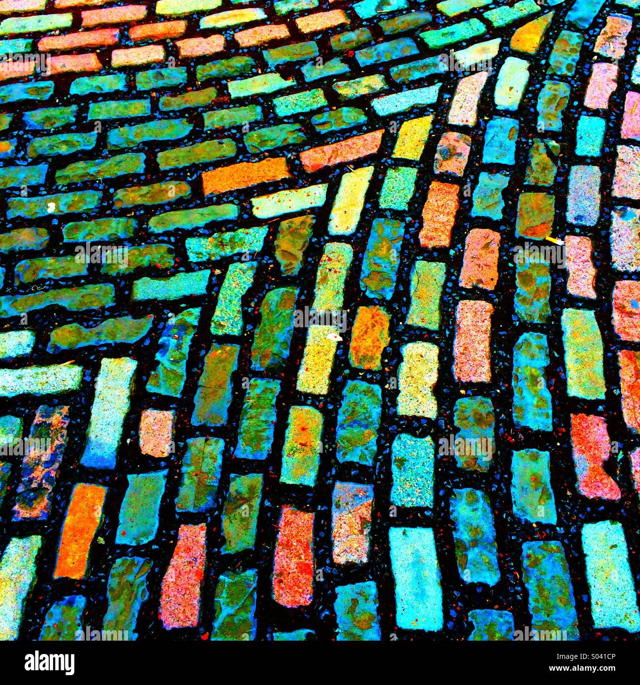 Coloured cobblestones Stock Photo