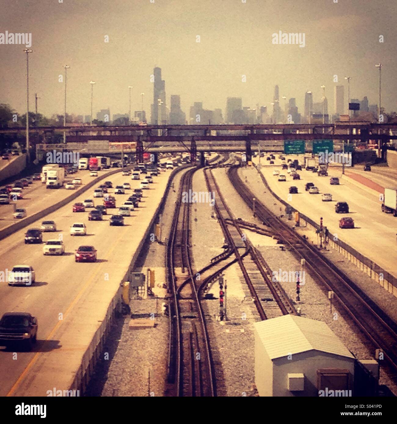 Chicago freeways and light rail - Smartphone Captured Stock Image
