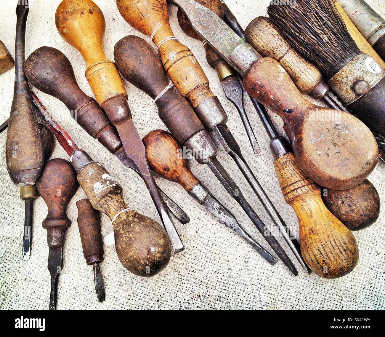 Vintage working tools Stock Photo