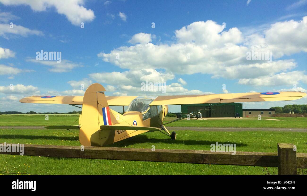 Light aircraft aeroplane at Leicester aerodrome. - Smartphone Captured Stock Image