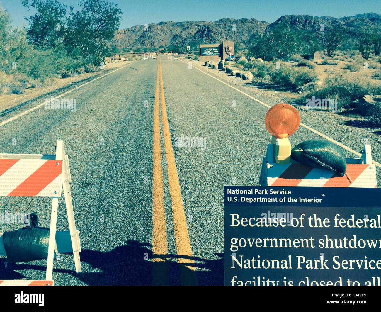 Joshua Tree National Park shutdown - Smartphone Captured Stock Image