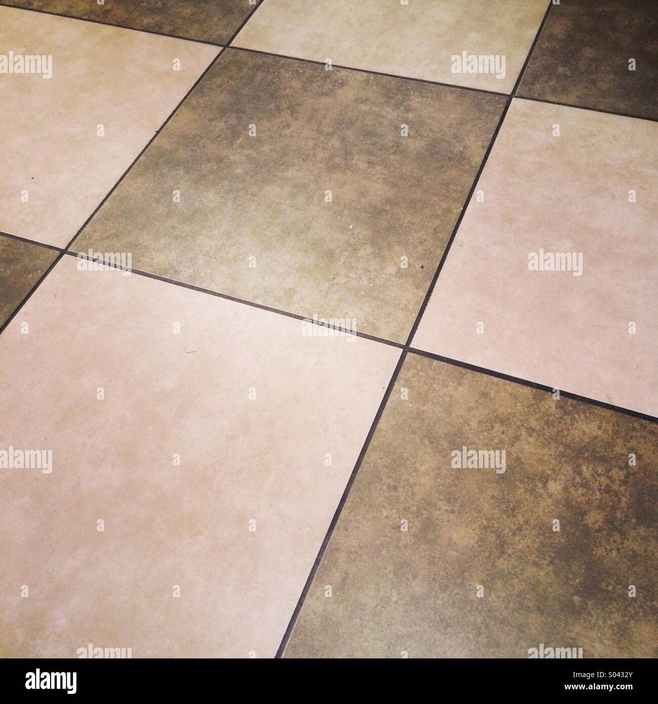 Checkerboard tile floor Stock Photo